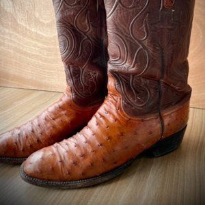 Lucchese Ostrich Full Quill Handmade Western Cowboy Boot